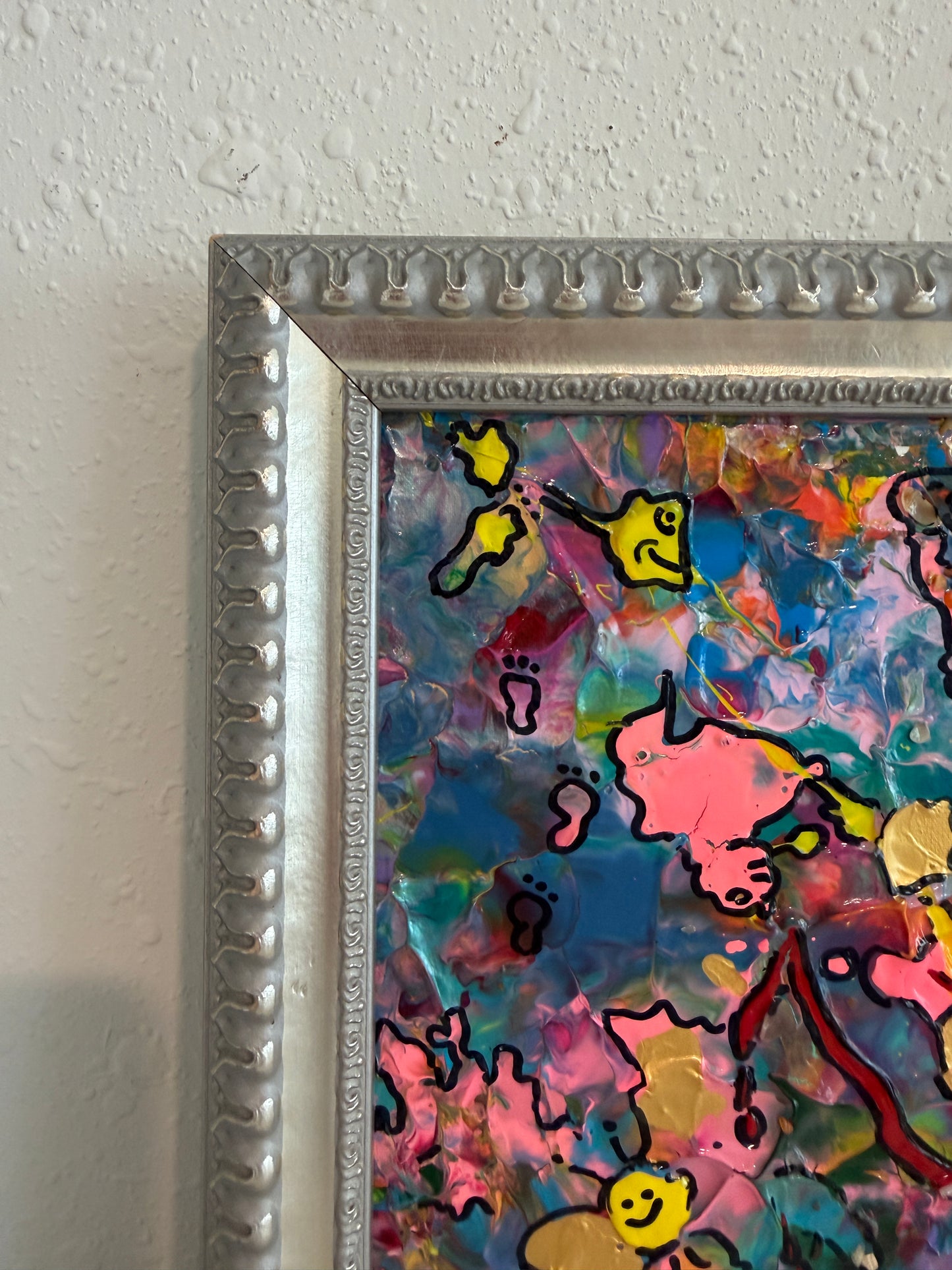 Serg Graff "Whose Tracks" Abstract Painting Framed Outsider Art COA