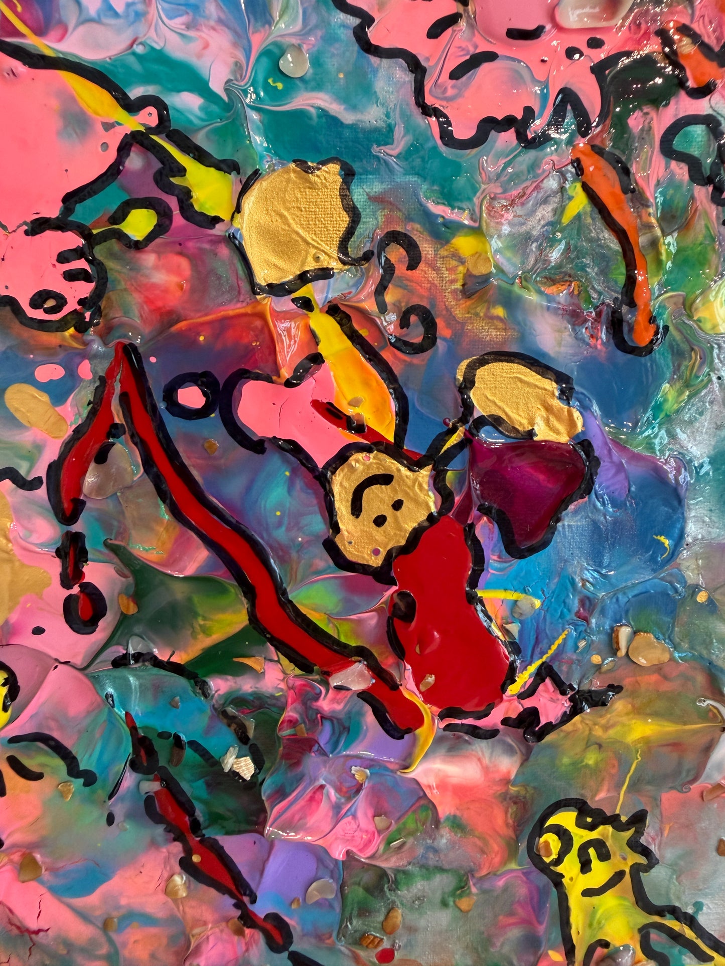 Serg Graff "Whose Tracks" Abstract Painting Framed Outsider Art COA