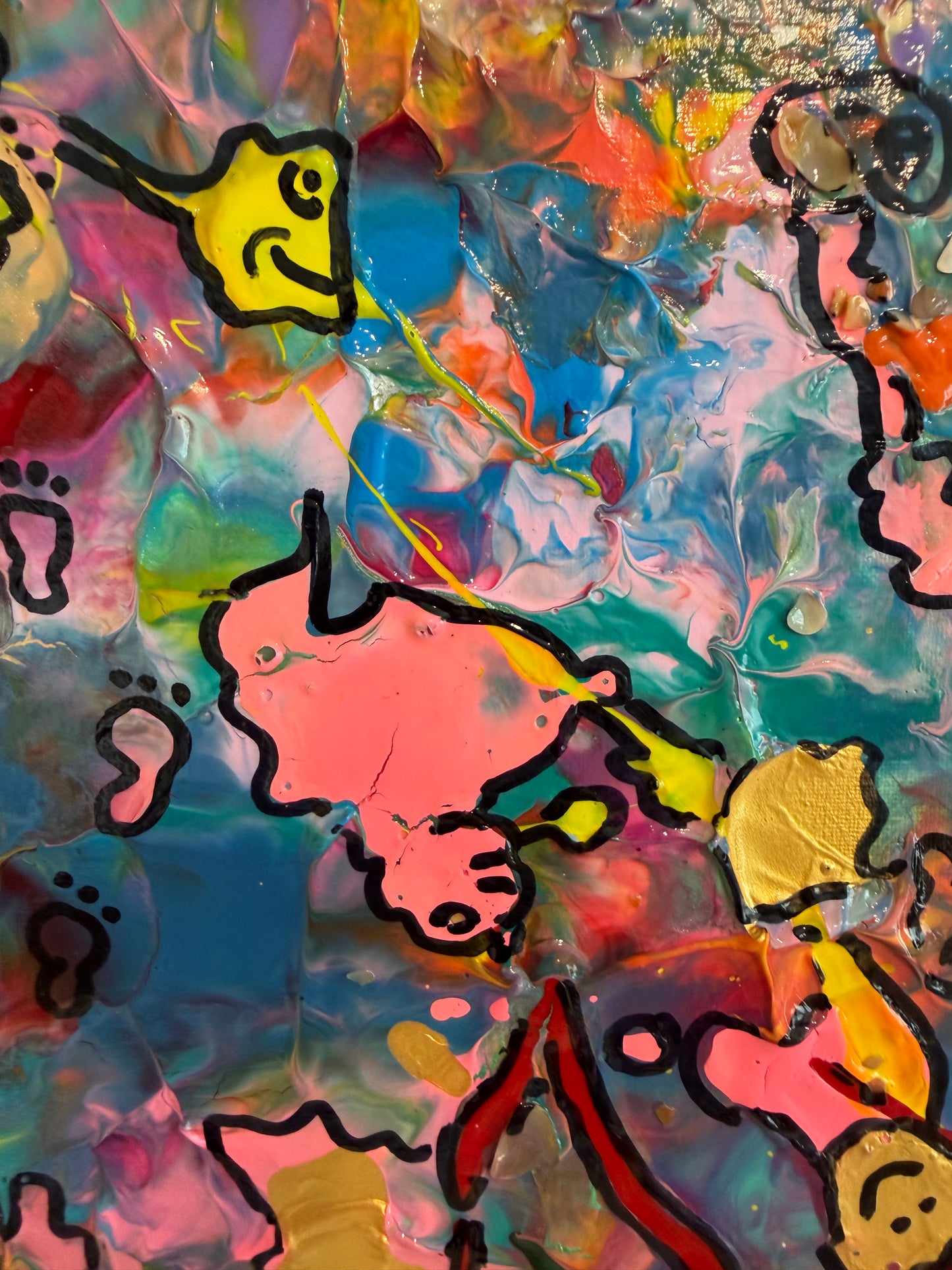 Serg Graff "Whose Tracks" Abstract Painting Framed Outsider Art COA