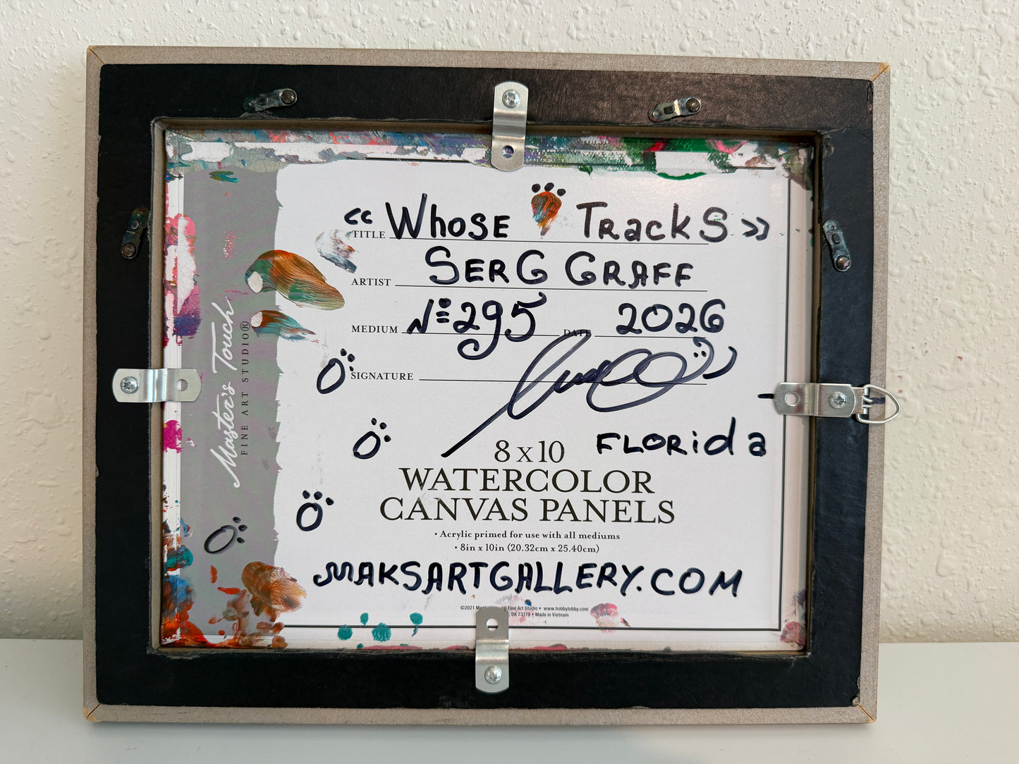 Serg Graff "Whose Tracks" Abstract Painting Framed Outsider Art COA