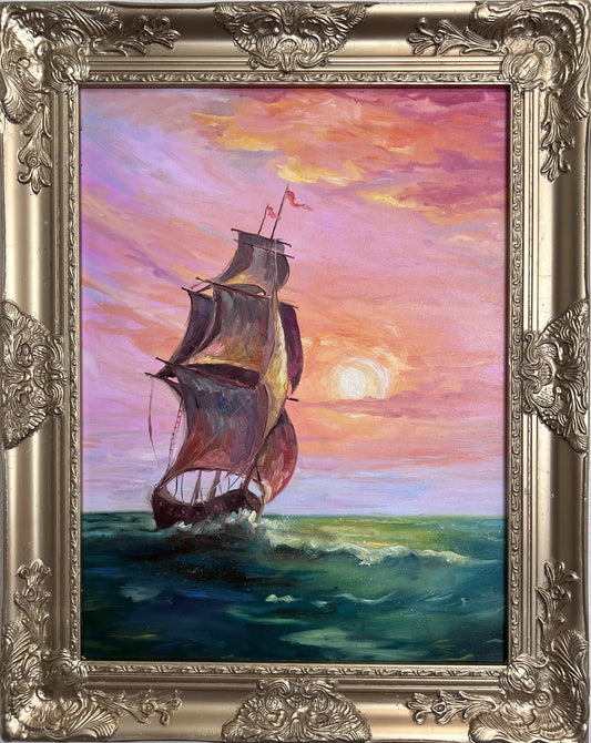 "The Flying Dutchman" – Original Oil Painting on canvas, Seascape by Serg Graff