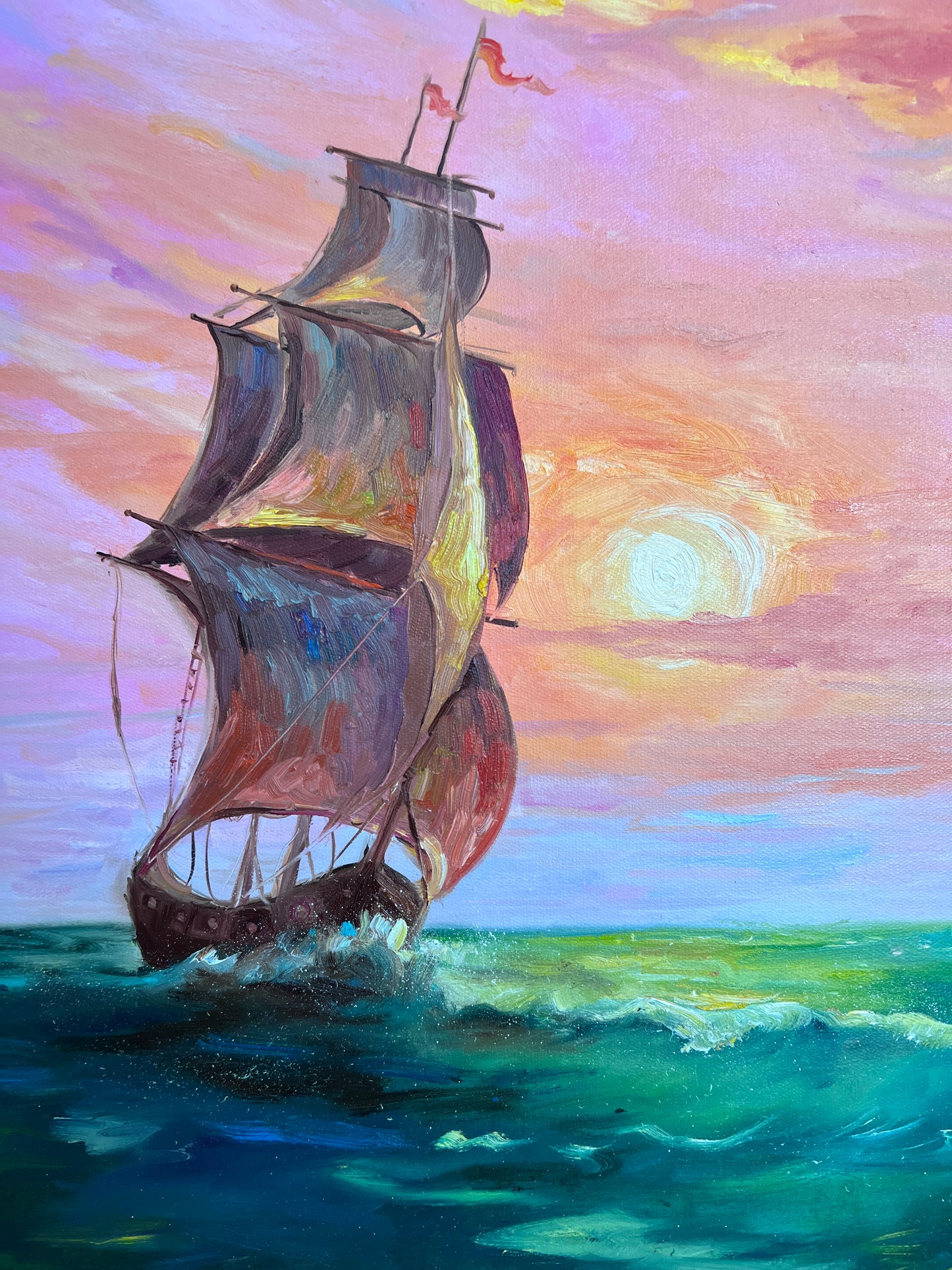 "The Flying Dutchman" – Original Oil Painting on canvas, Seascape by Serg Graff