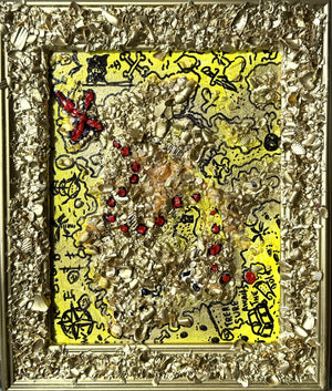 Serg Graff "The Pirate Gold Map Original Mixed Media Shell Painting Treasure Art