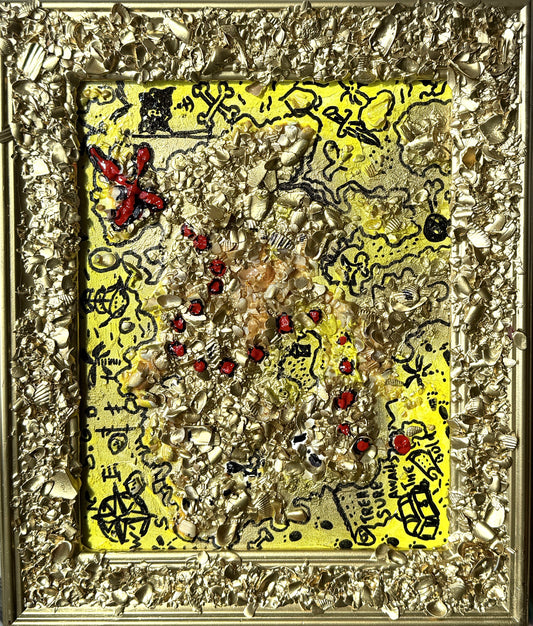Serg Graff "The Pirate Gold Map Original Mixed Media Shell Painting Treasure Art