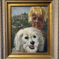 Original Oil Painting on Canvas, Portrait of a Boy with a Dog Signed Dated