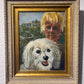 Original Oil Painting on Canvas, Portrait of a Boy with a Dog Signed Dated