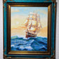 Original  oil painting on canvas, seascape, Sailing ships on the Sea, Framed