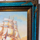 Original  oil painting on canvas, seascape, Sailing ships on the Sea, Framed