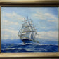 American Artist Richard Kerber Vintage oil painting on board, Seascape, Framed