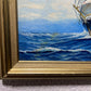 American Artist Richard Kerber Vintage oil painting on board, Seascape, Framed