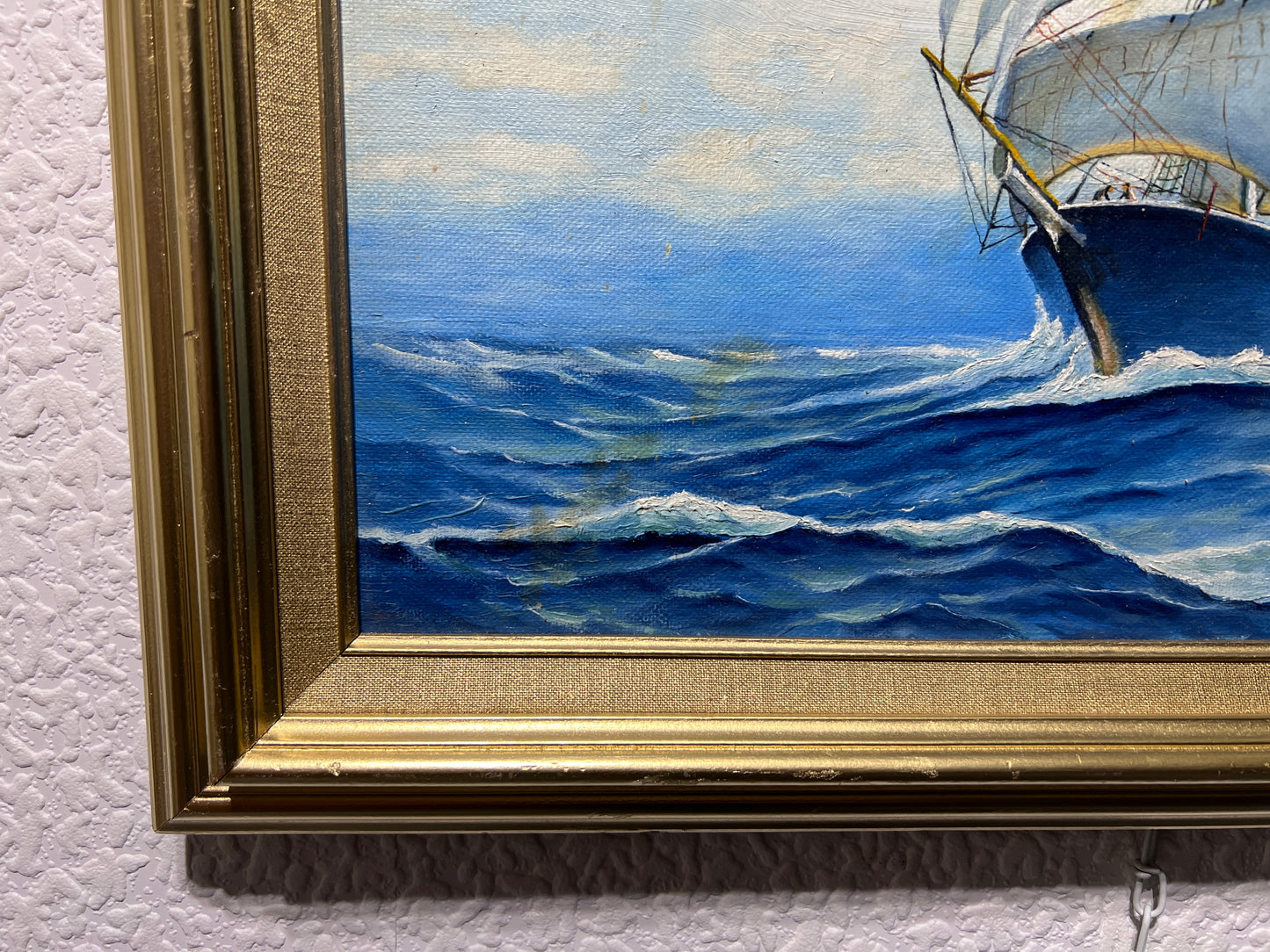 American Artist Richard Kerber Vintage oil painting on board, Seascape, Framed