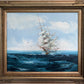 Listed Artist Hewett Jackson Original Oil Painting | Tall Ship Seascape | Framed