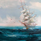 Listed Artist Hewett Jackson Original Oil Painting | Tall Ship Seascape | Framed