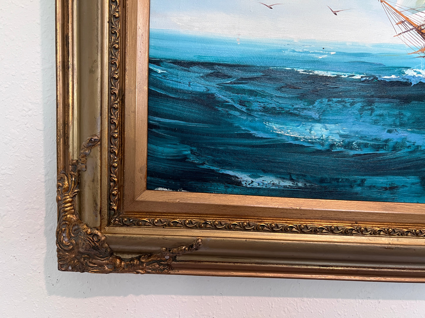 Listed Artist Hewett Jackson Original Oil Painting | Tall Ship Seascape | Framed