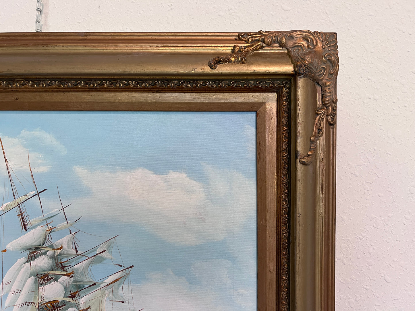 Listed Artist Hewett Jackson Original Oil Painting | Tall Ship Seascape | Framed