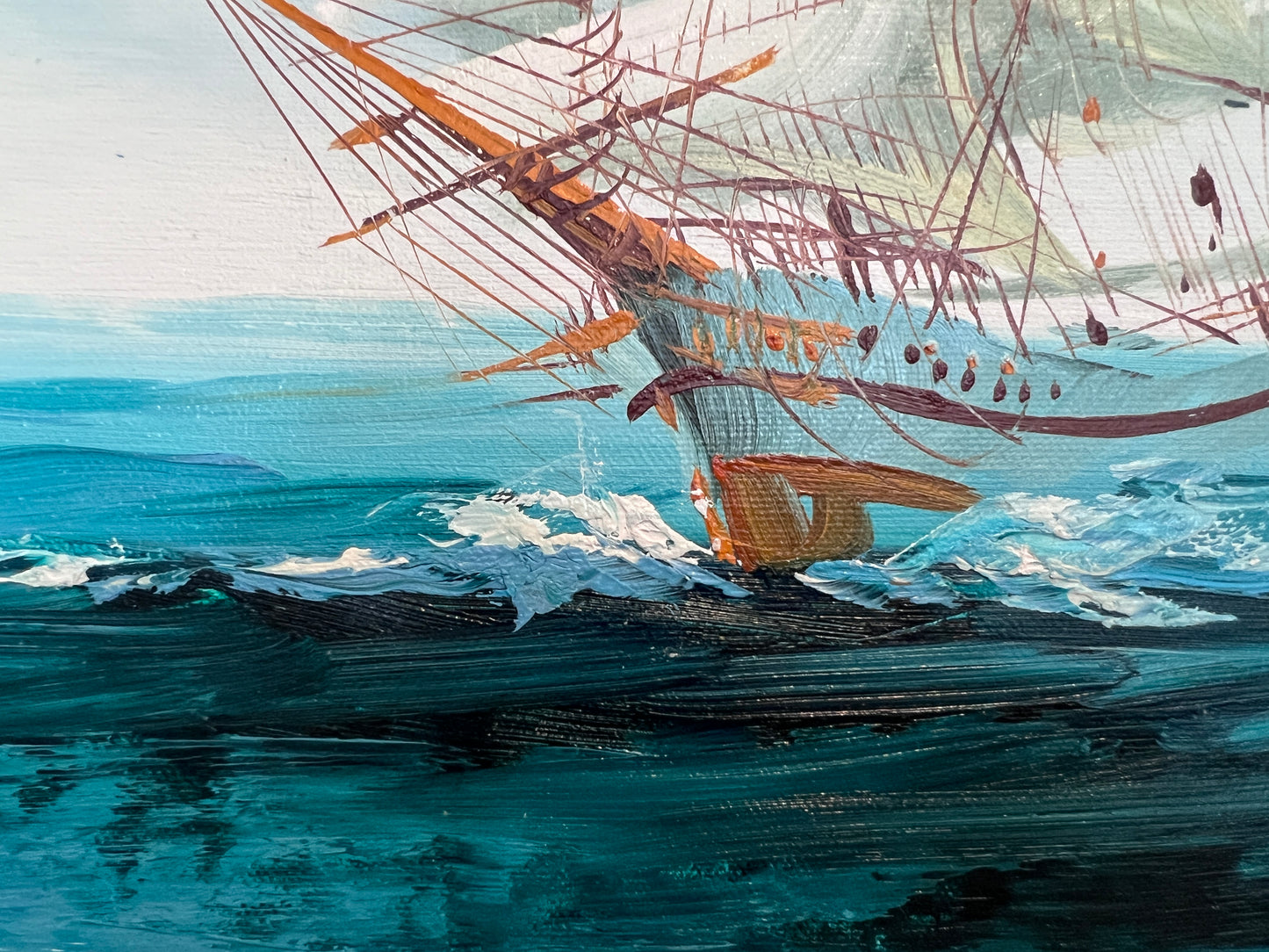 Listed Artist Hewett Jackson Original Oil Painting | Tall Ship Seascape | Framed