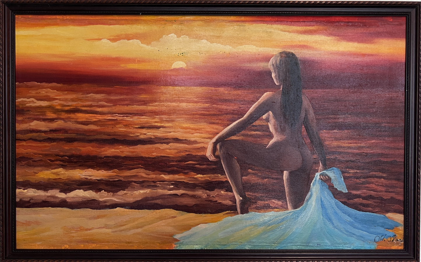 Sunset Contemplation – Original Oil Painting by Unknown Russian Artist, Portrait