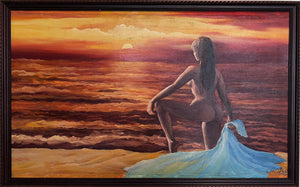 Sunset Contemplation – Original Oil Painting by Unknown Russian Artist, Portrait
