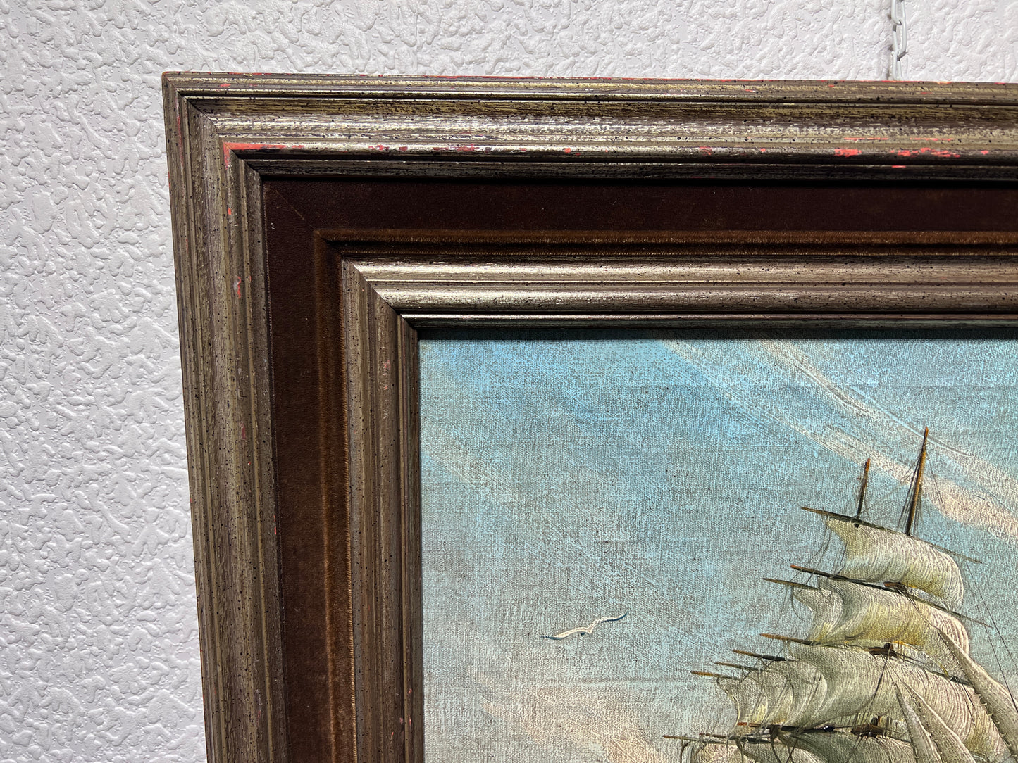 H. De Ruyser Vintage oil painting on canvas, Seascape, Framed