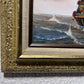 J.Harvey Oil painting on canvas, SHIPS BATTLE AT SEA, Signed, Framed