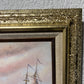 J.Harvey Oil painting on canvas, SHIPS BATTLE AT SEA, Signed, Framed