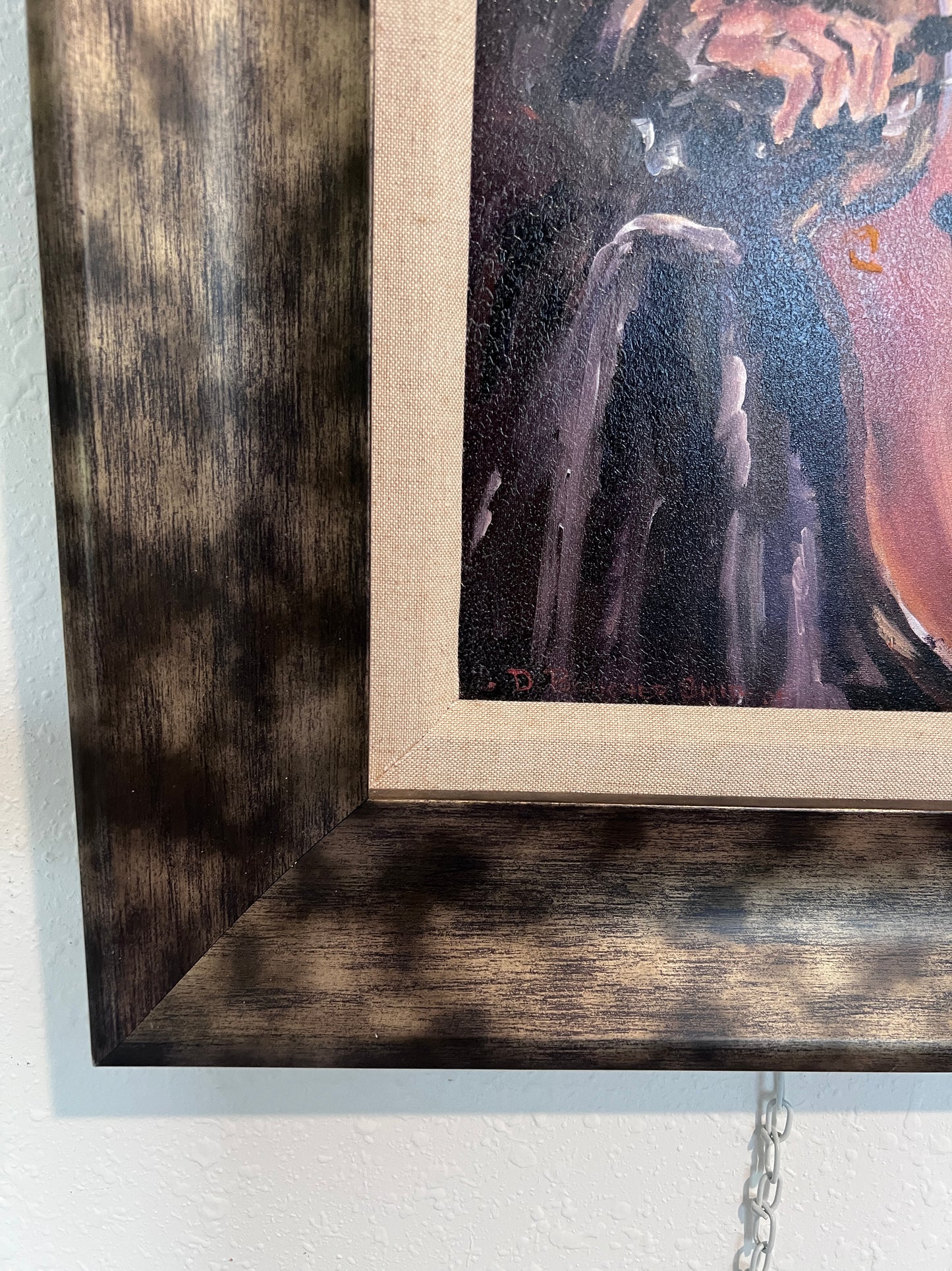 Expressive Original Oil Painting – Double Bassist by D. Boucher Smith, Framed