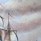 J.Harvey Oil painting on canvas, SHIPS BATTLE AT SEA, Signed, Framed