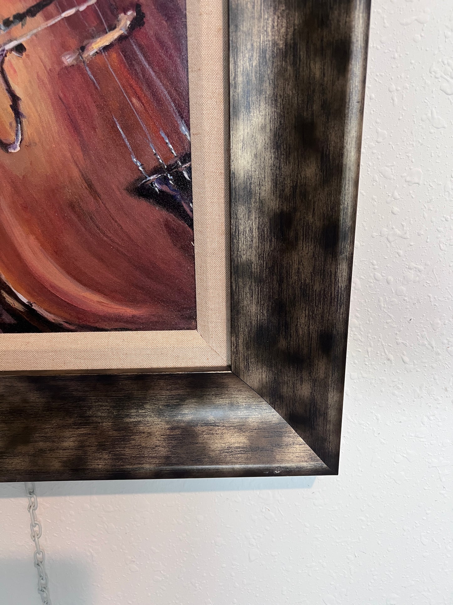 Expressive Original Oil Painting – Double Bassist by D. Boucher Smith, Framed