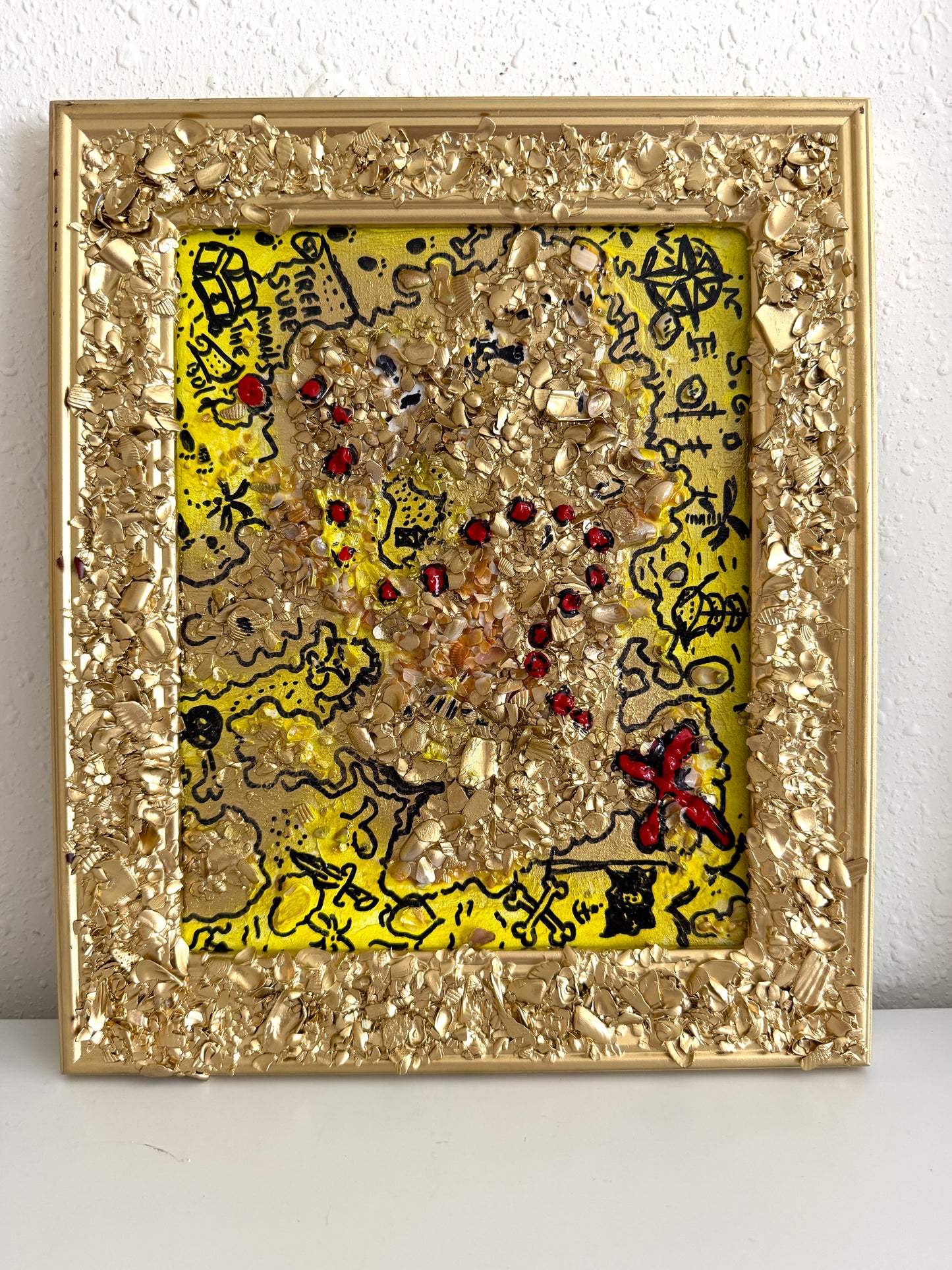 Serg Graff "The Pirate Gold Map Original Mixed Media Shell Painting Treasure Art