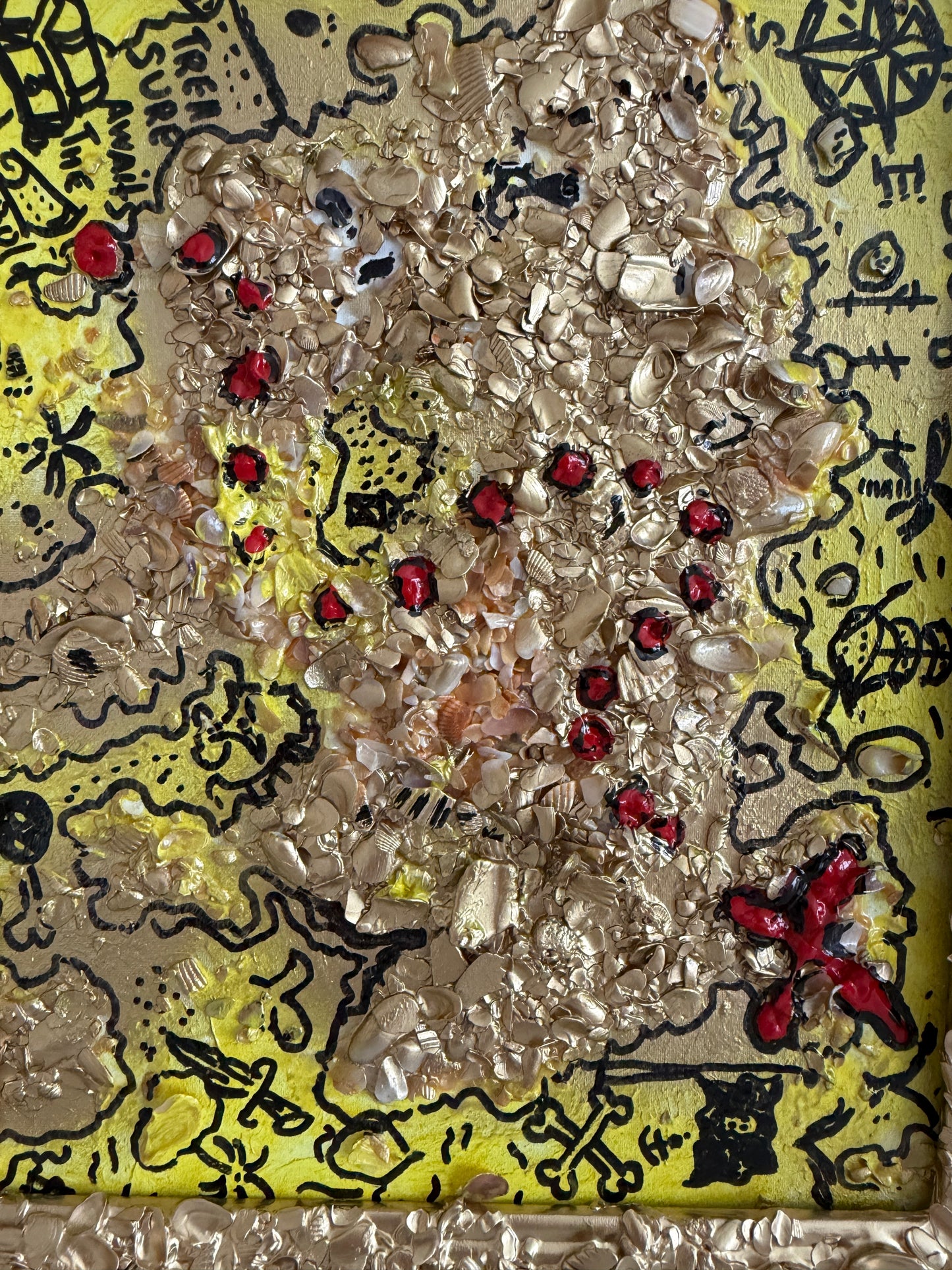Serg Graff "The Pirate Gold Map Original Mixed Media Shell Painting Treasure Art