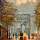 Original oil painting on canvas France, Paris, Triumphal Arch, Framed, Signed