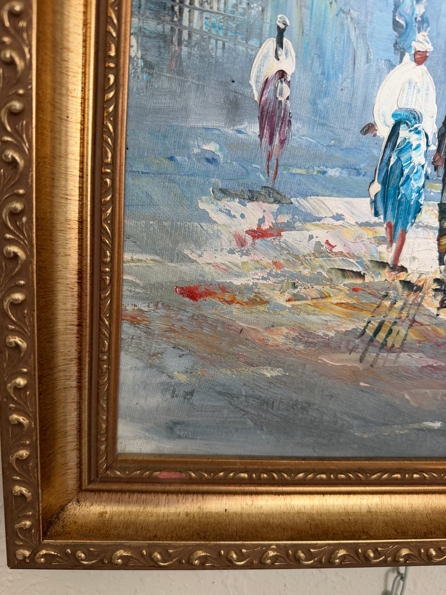 Listed Artist C.Burnett(IX-XX) oil painting Paris street scene, Arc de Triomphe