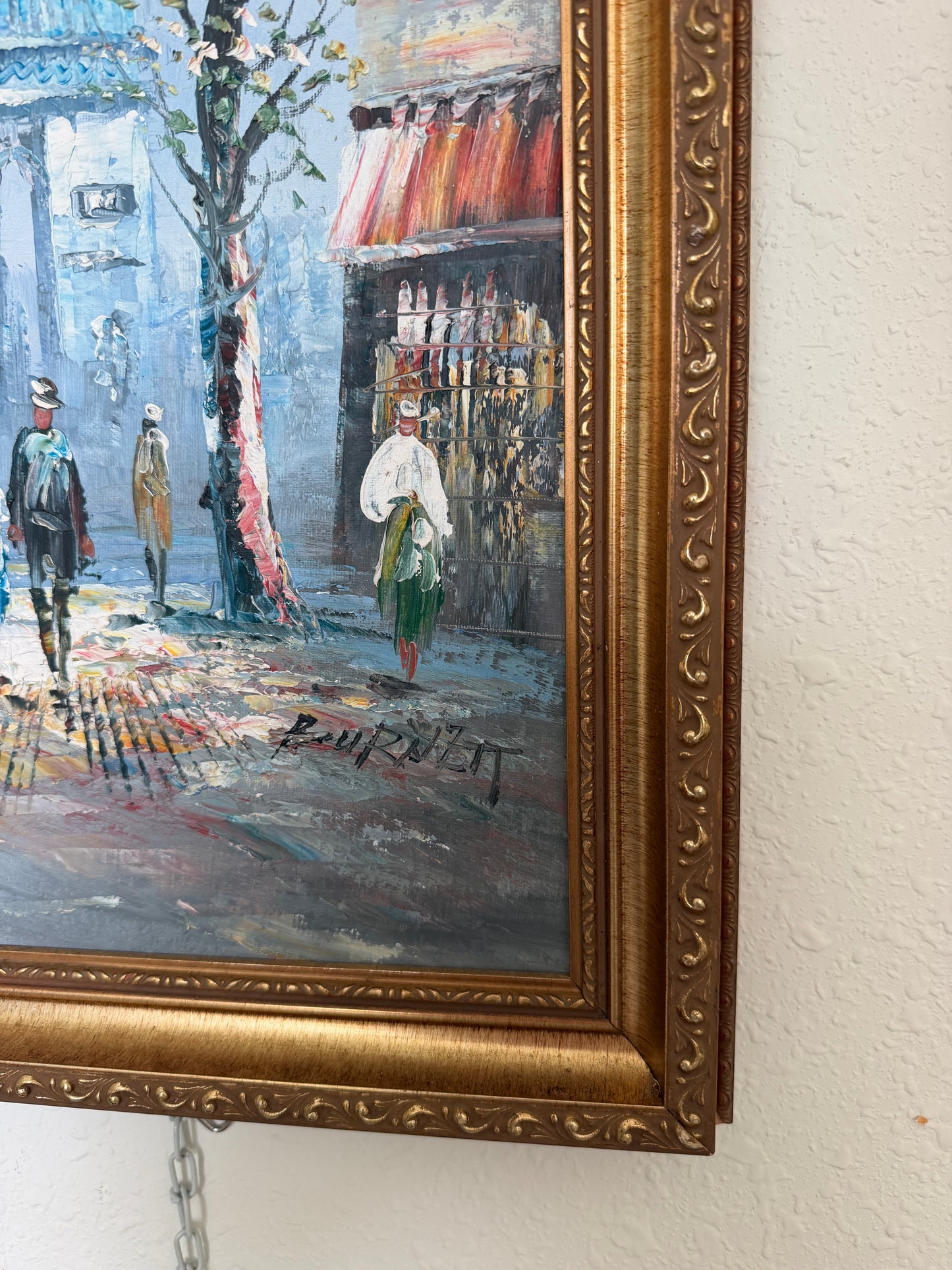 Listed Artist C.Burnett(IX-XX) oil painting Paris street scene, Arc de Triomphe