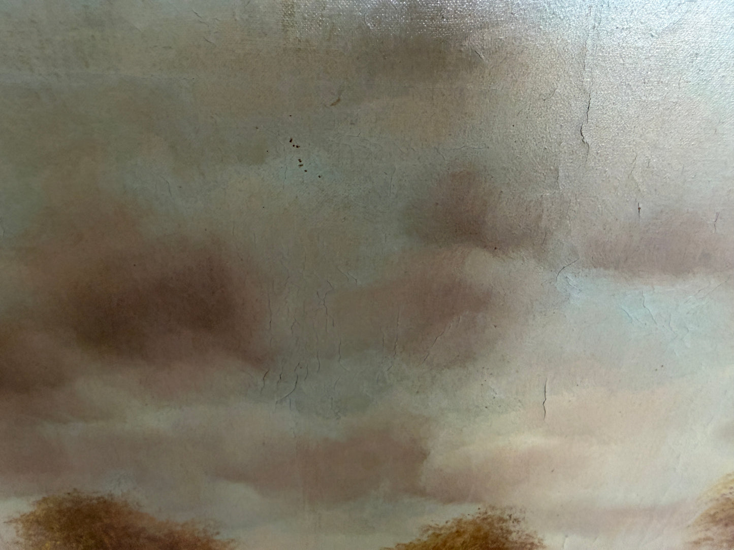 Large Antique European School Oil/canvas Painting Signed Landscape Ornate Framed