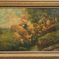 Large Antique European School Oil Painting Shepherdess Sheep Landscape Signed