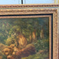 Large Antique European School Oil Painting Shepherdess Sheep Landscape Signed