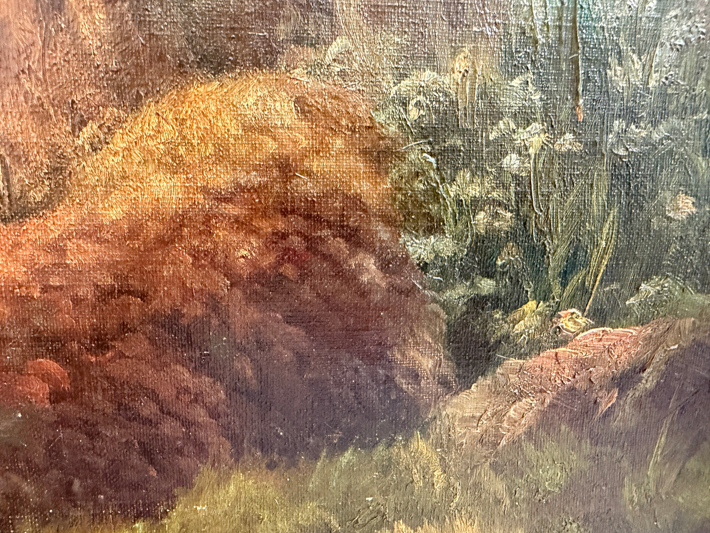 Large Antique European School Oil Painting Shepherdess Sheep Landscape Signed