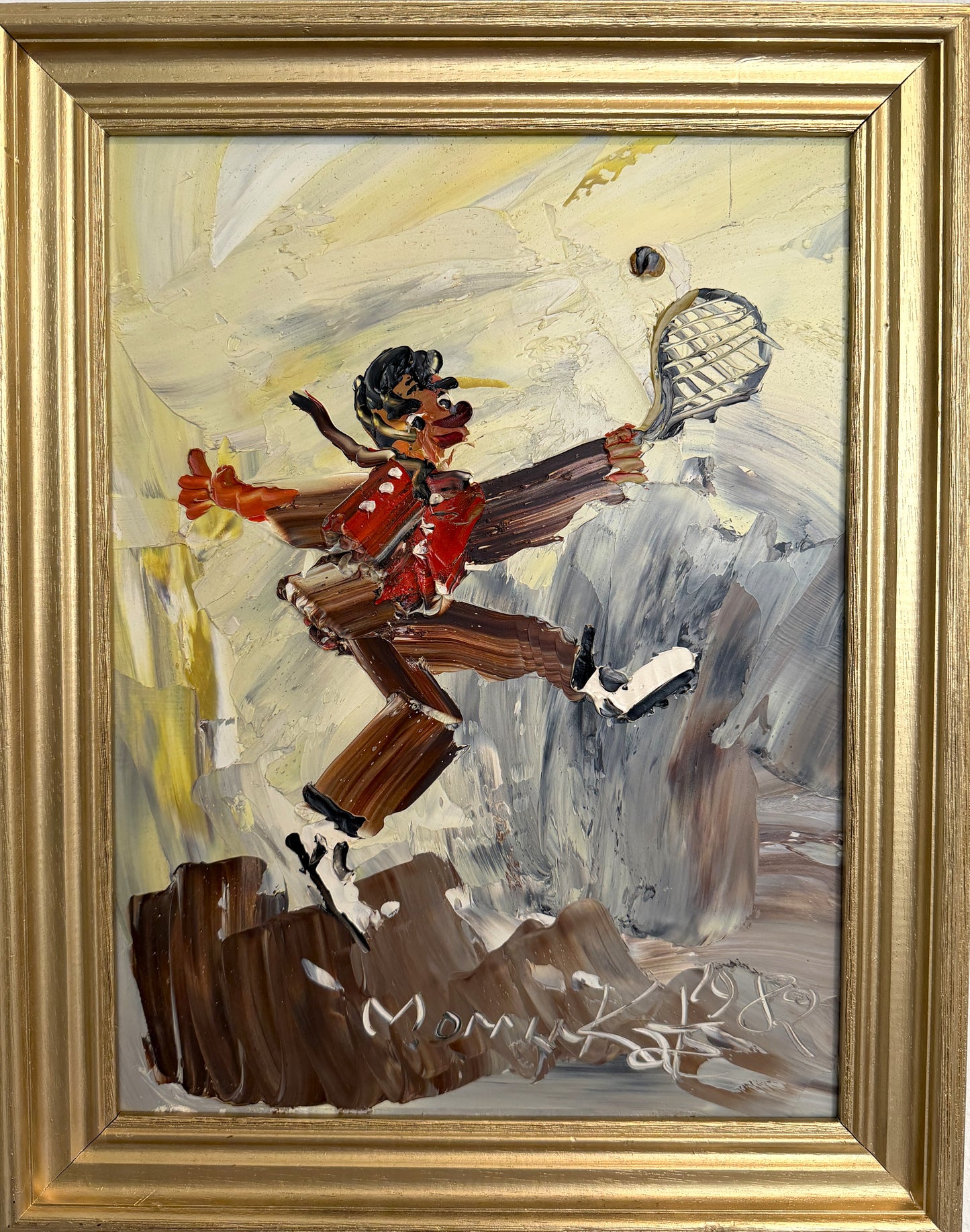 1982 Morris Katz (1931–2010) Original Oil Painting Clown Impasto Palette Knife