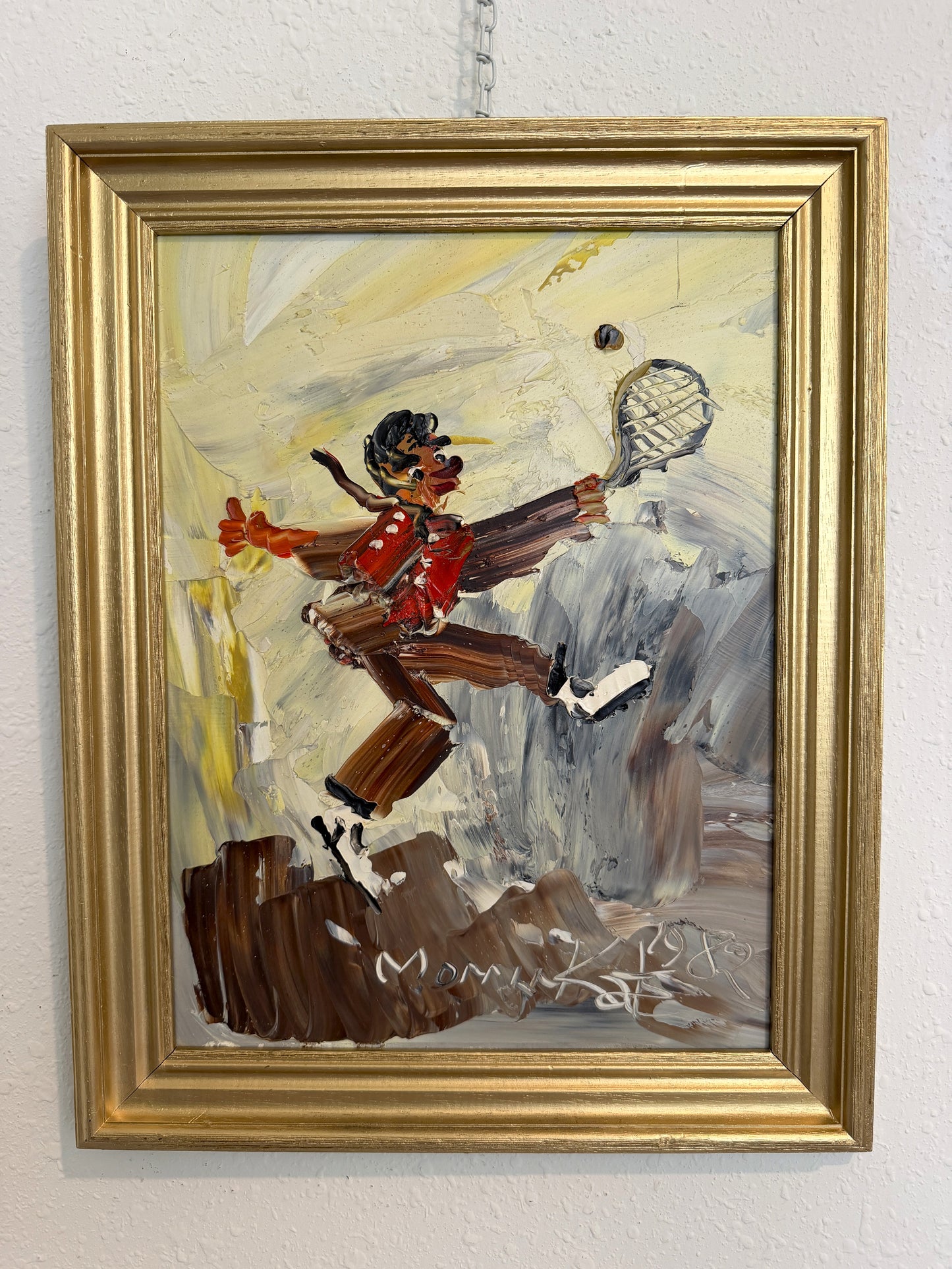 1982 Morris Katz (1931–2010) Original Oil Painting Clown Impasto Palette Knife