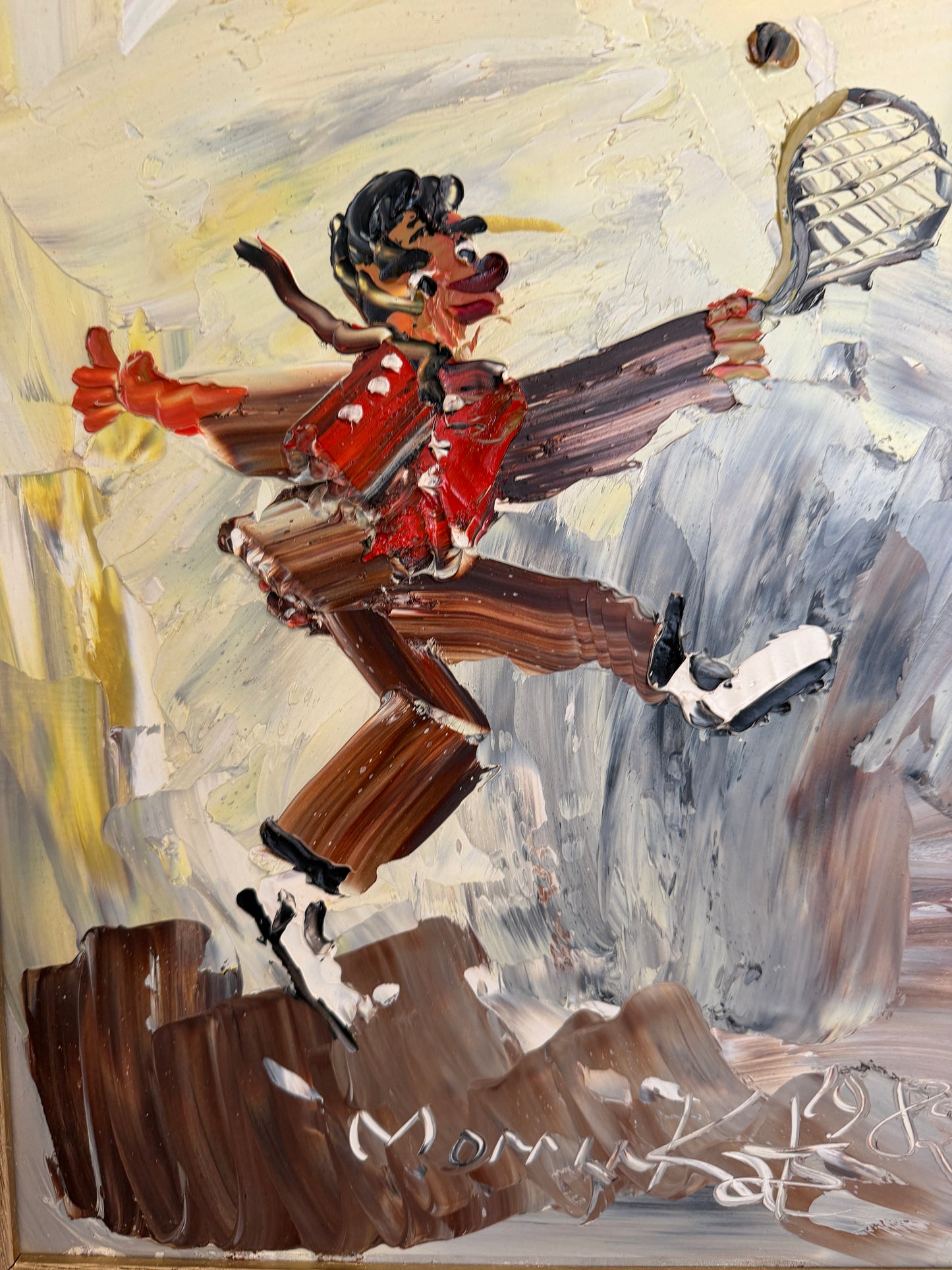 1982 Morris Katz (1931–2010) Original Oil Painting Clown Impasto Palette Knife