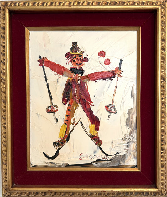 1980 Morris Katz (1931–2010) Original Oil Painting Clown Impasto Palette Knife