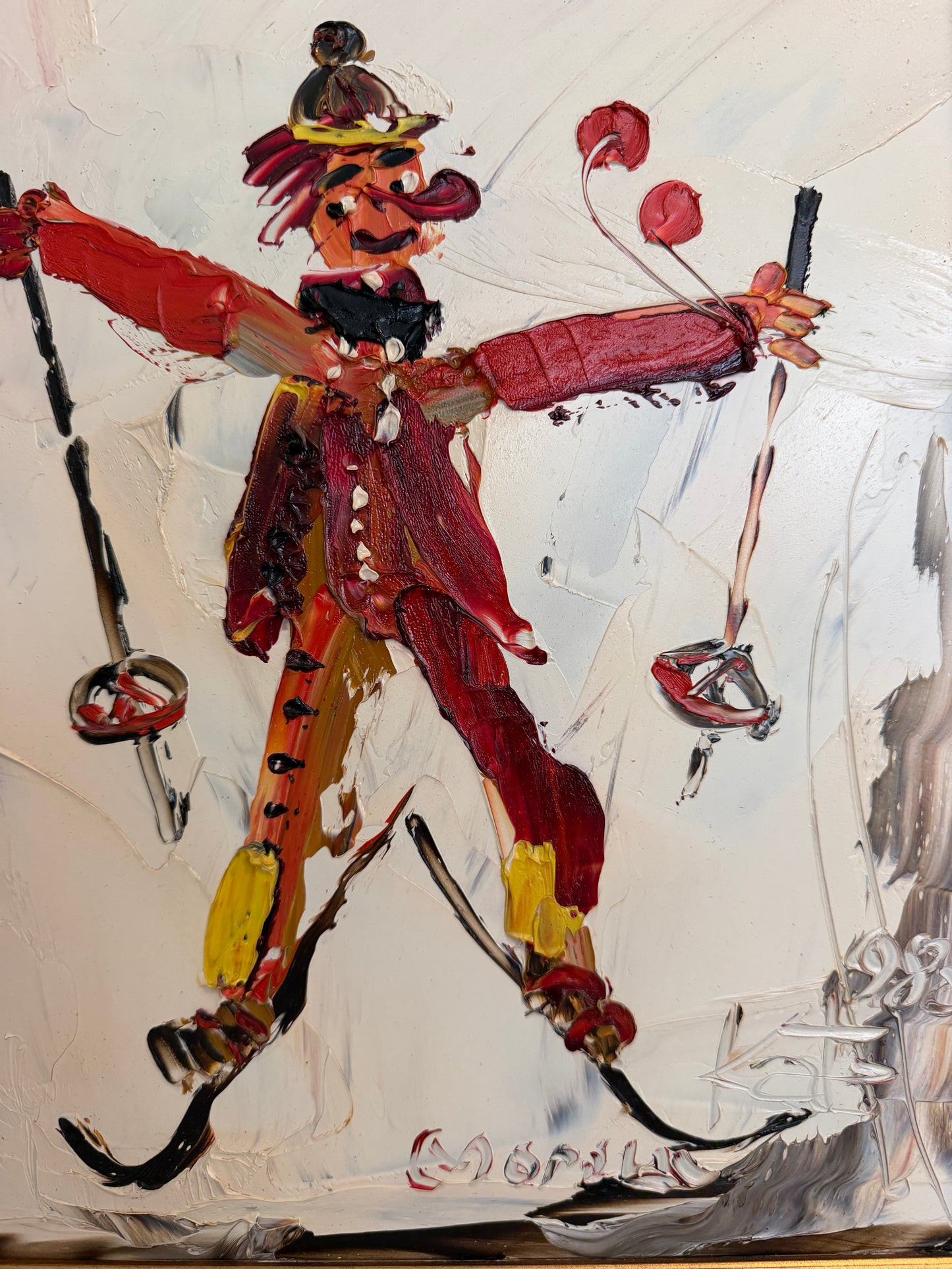 1980 Morris Katz (1931–2010) Original Oil Painting Clown Impasto Palette Knife