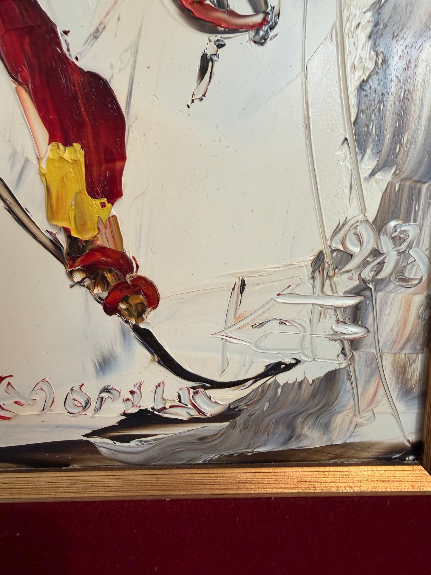 1980 Morris Katz (1931–2010) Original Oil Painting Clown Impasto Palette Knife