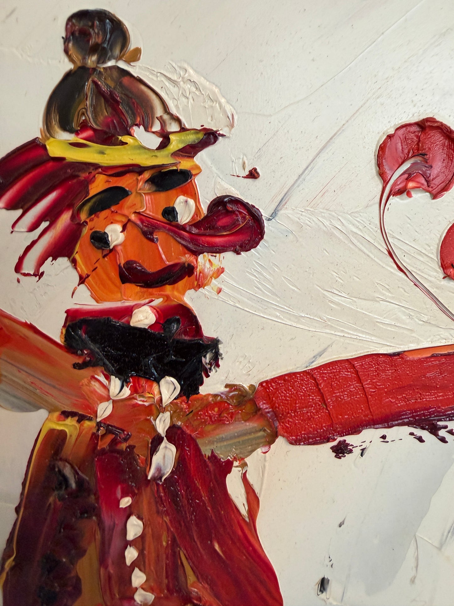 1980 Morris Katz (1931–2010) Original Oil Painting Clown Impasto Palette Knife