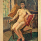 Marguerite de Lottis Nude Oil Painting Italian Antique Female Portrait Dated