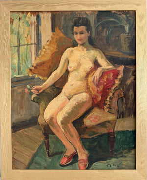 Marguerite de Lottis Nude Oil Painting Italian Antique Female Portrait Dated