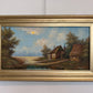Vintage European Coastal Village Oil Painting Signed Dated 1961 Framed Landscape