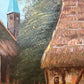 Vintage European Coastal Village Oil Painting Signed Dated 1961 Framed Landscape