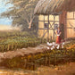 Vintage European Coastal Village Oil Painting Signed Dated 1961 Framed Landscape