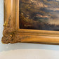 Large VTG Alpine Mountain Landscape Oil Painting European Cabin Framed Signed